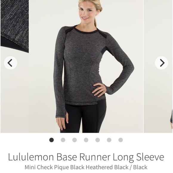 #157- LULULEMON-Base Runner Long Sleeve
Mini Check Pique Black Heathered Black - Picture 1 of 4